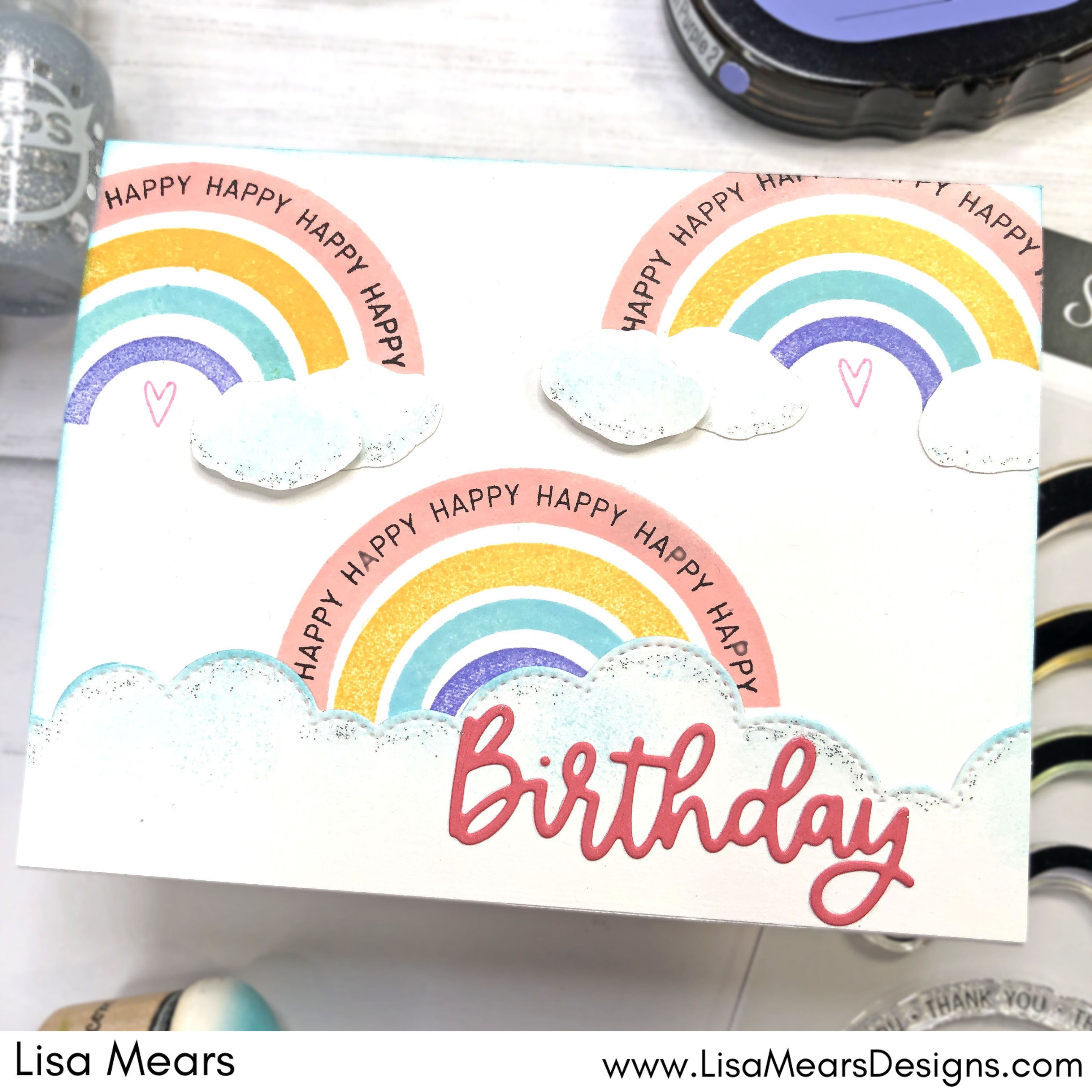 Rainbows and Wishes Stamp Scrapbook.com | Handmade card with rainbow