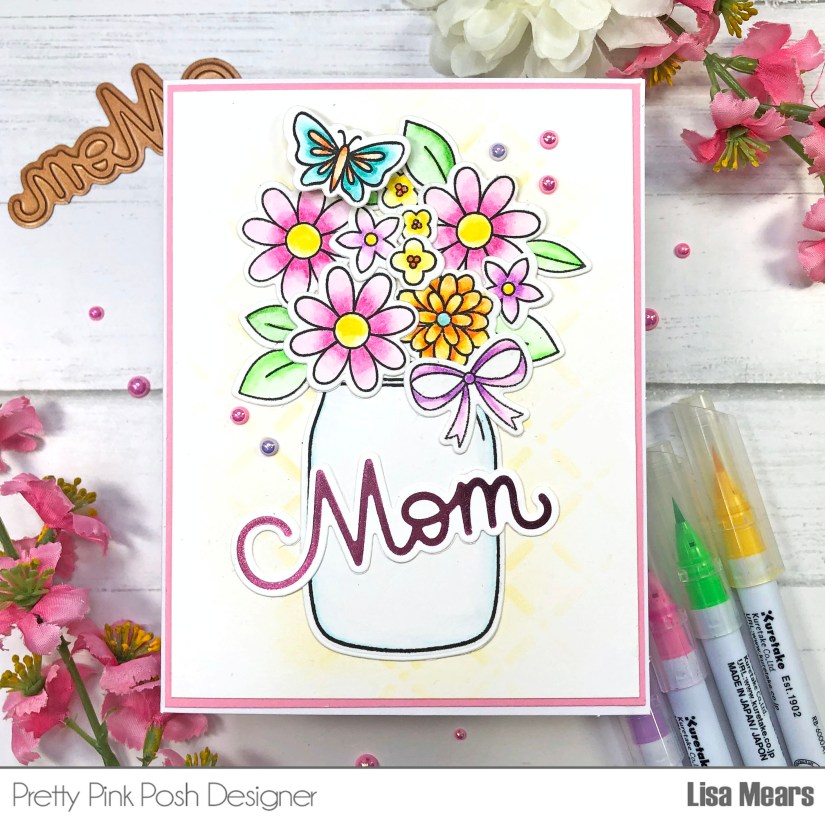 Spring Jar - Pretty Pink Posh | handmade card with mason jar | Mason jar with flowers card | Mother's Day card with flowers