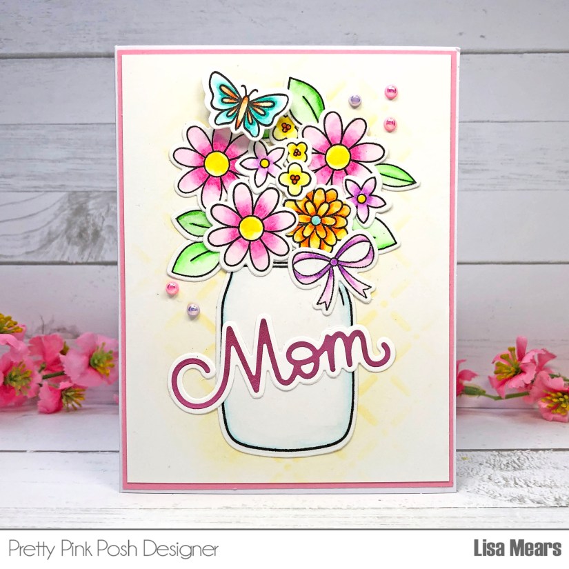 Spring Jar - Pretty Pink Posh | handmade card with mason jar | Mason jar with flowers card | Mother's Day card with flowers