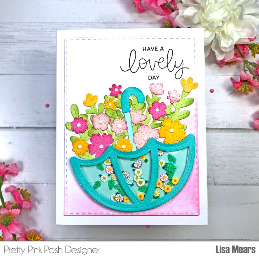 Umbrella Shaker Card | Spring Card with flowers | Pretty Pink Posh