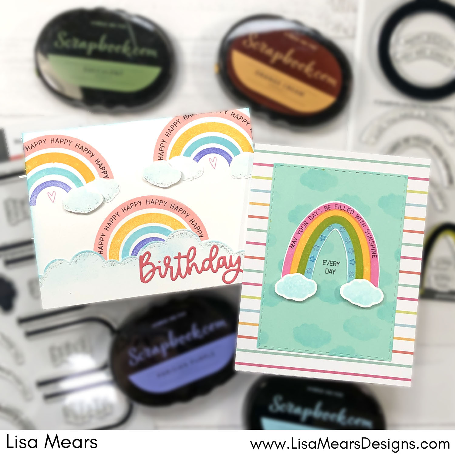 Rainbows and Wishes Stamp Scrapbook.com | Handmade card with rainbow