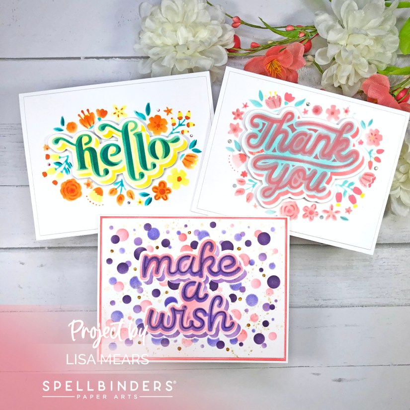 Spellbinders Layered Stencils - Floral Hello, Floral Thank You, Make a Wish Confetti