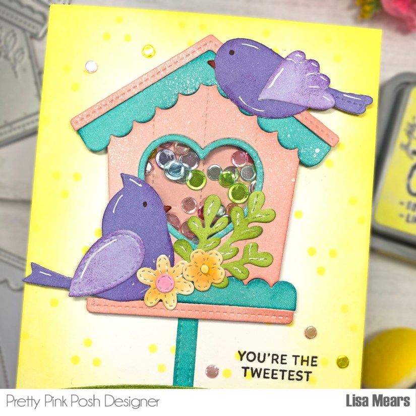 Birdhouse Shaker Card Pretty Pink Posh - Decorative Birdhouse Dies