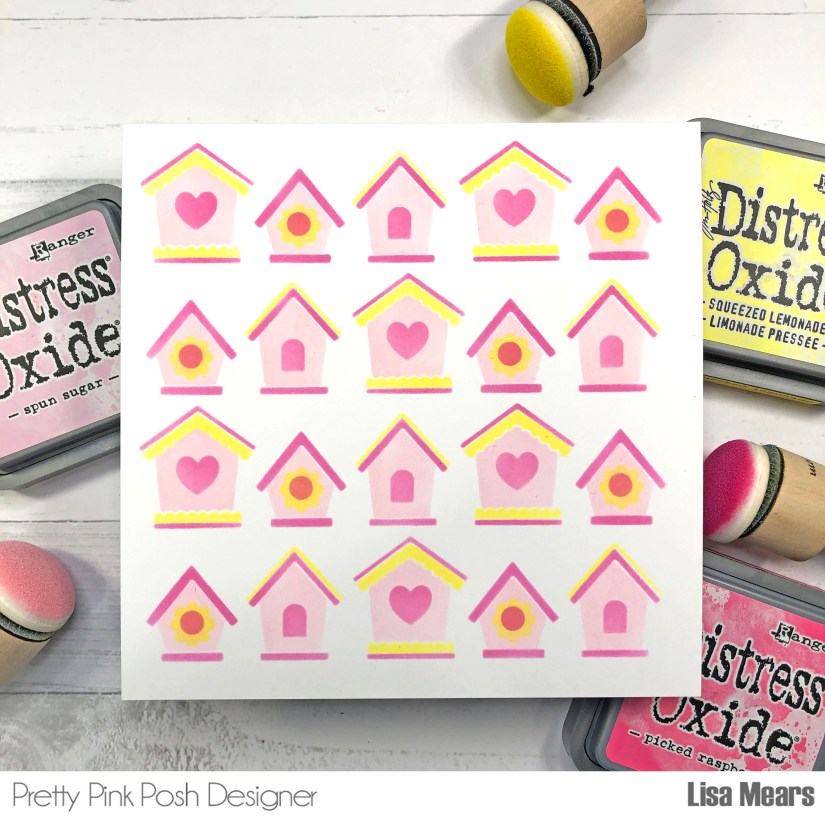 Layered birdhouse stencil - Pretty Pink Posh