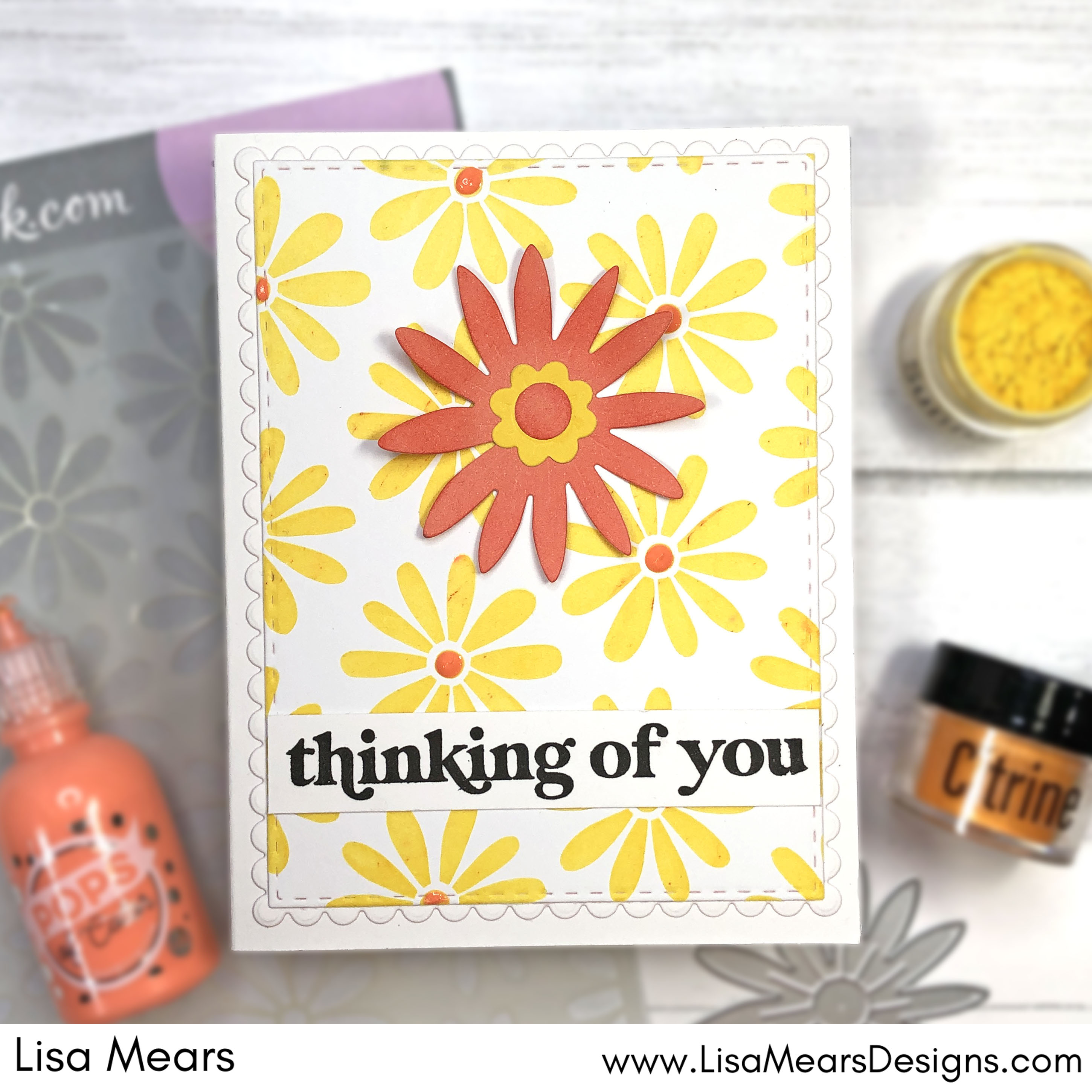 Using Watercolor Powders with Pink and Main Water Gems - Scrapbook.com Daisy Stencil