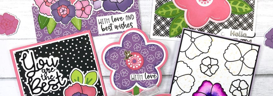 The Stamps of Life May 2023 Card Kit - 5 Cards with Flowers - Posies