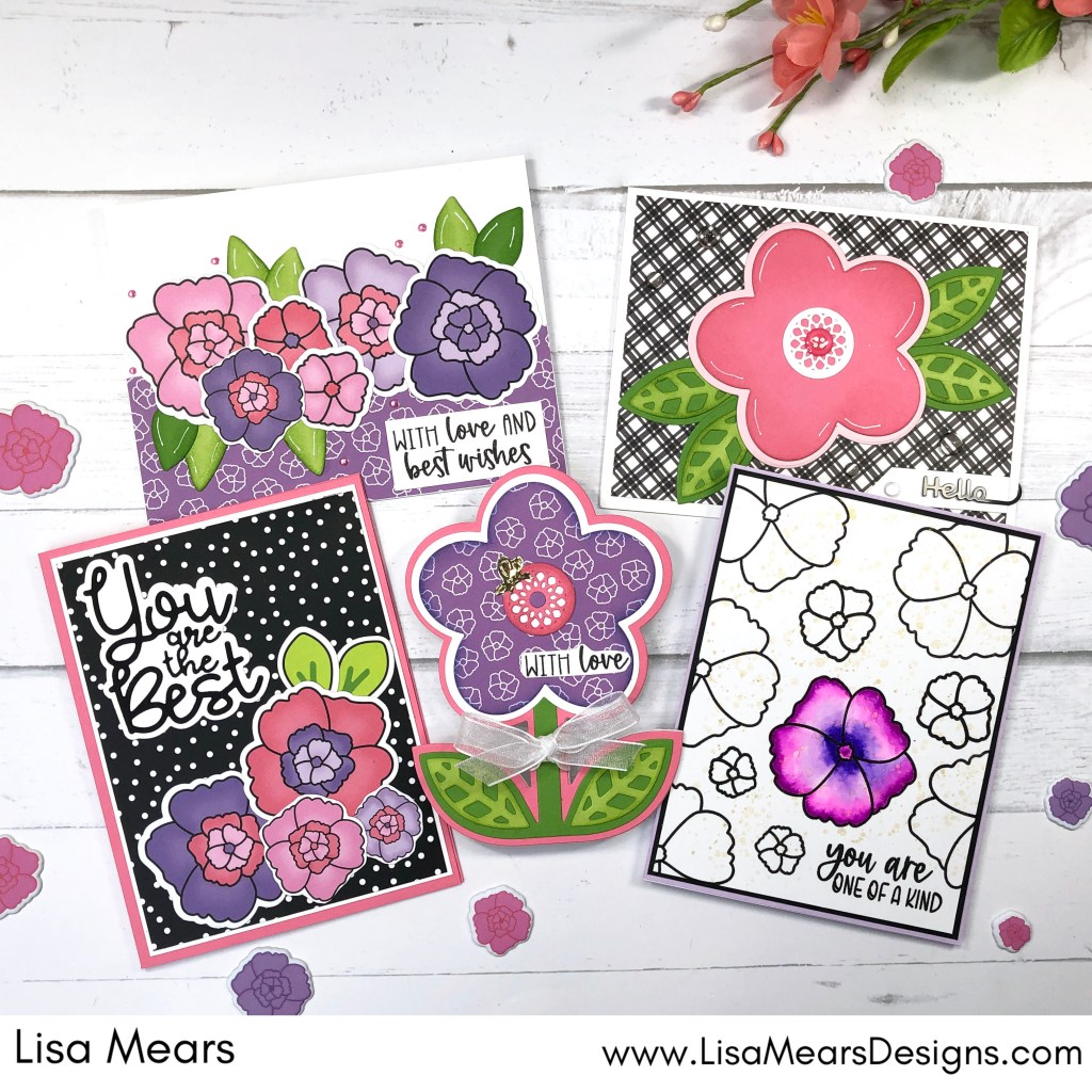 The Stamps of Life May 2023 Card Kit - 5 Cards with Flowers - Posies