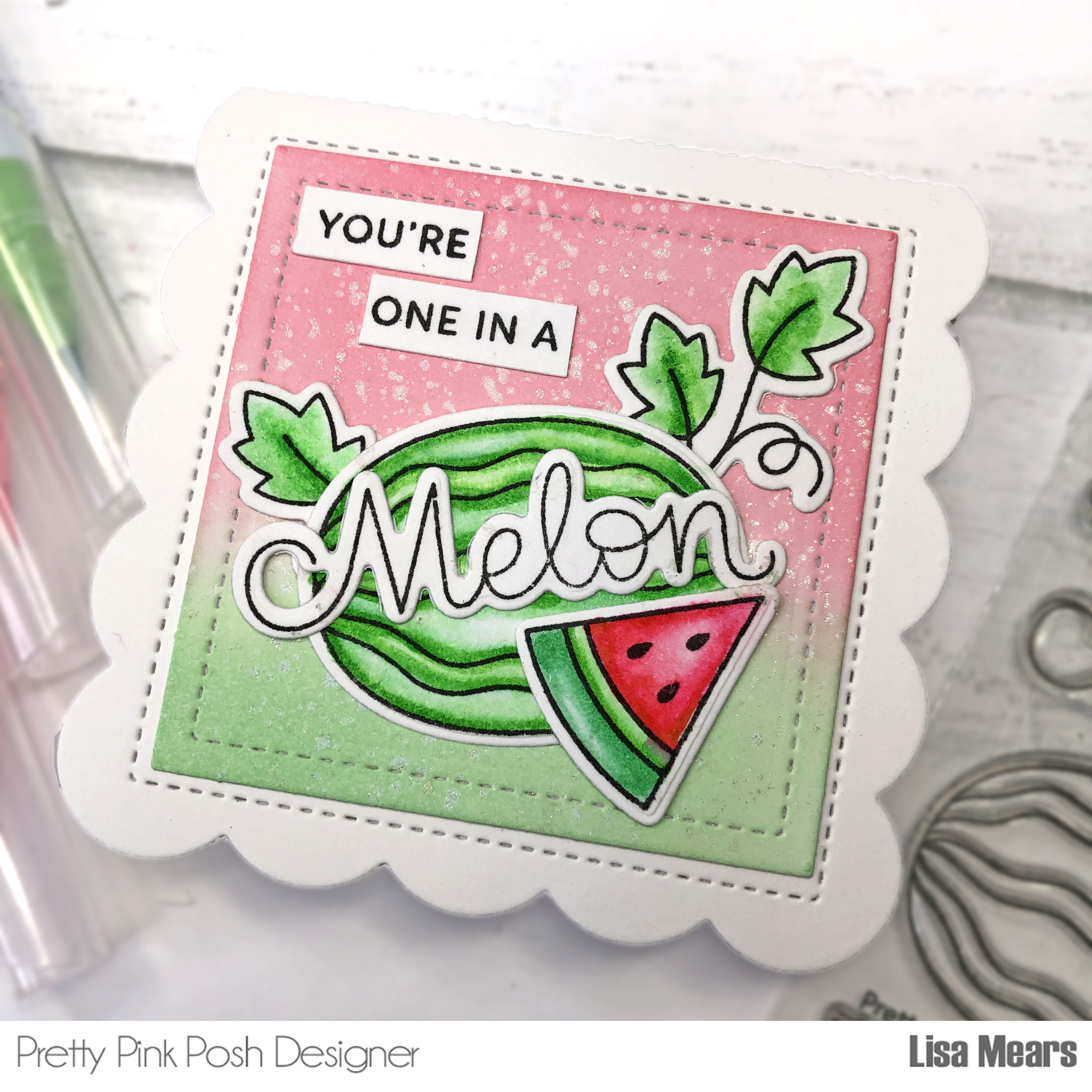 Pretty Pink Posh Watermelon Card - Mini Scallop Card Base
