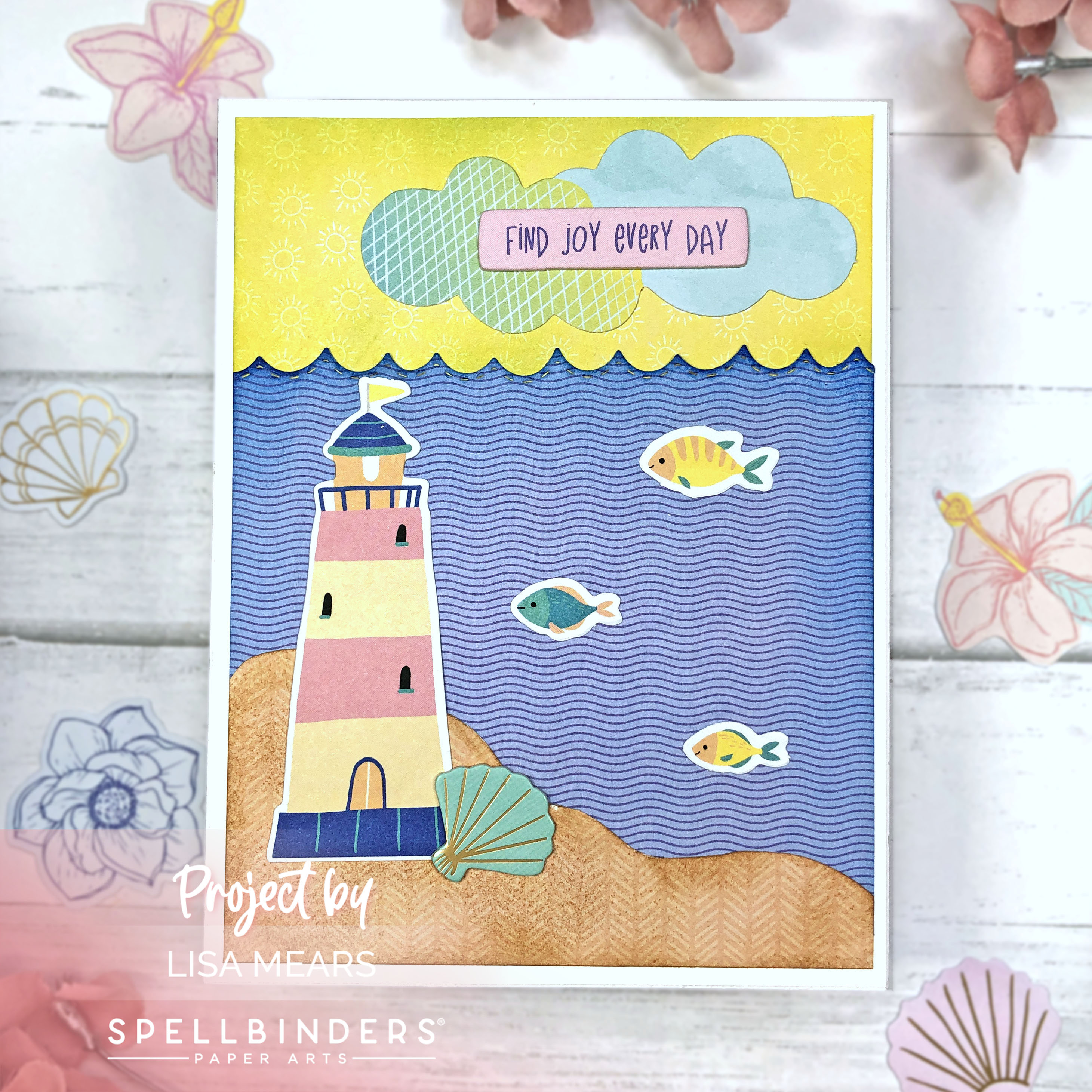 Spellbinders July 2023 Card Kit - Sweet & Cool - Handmade Card with Lighthouse