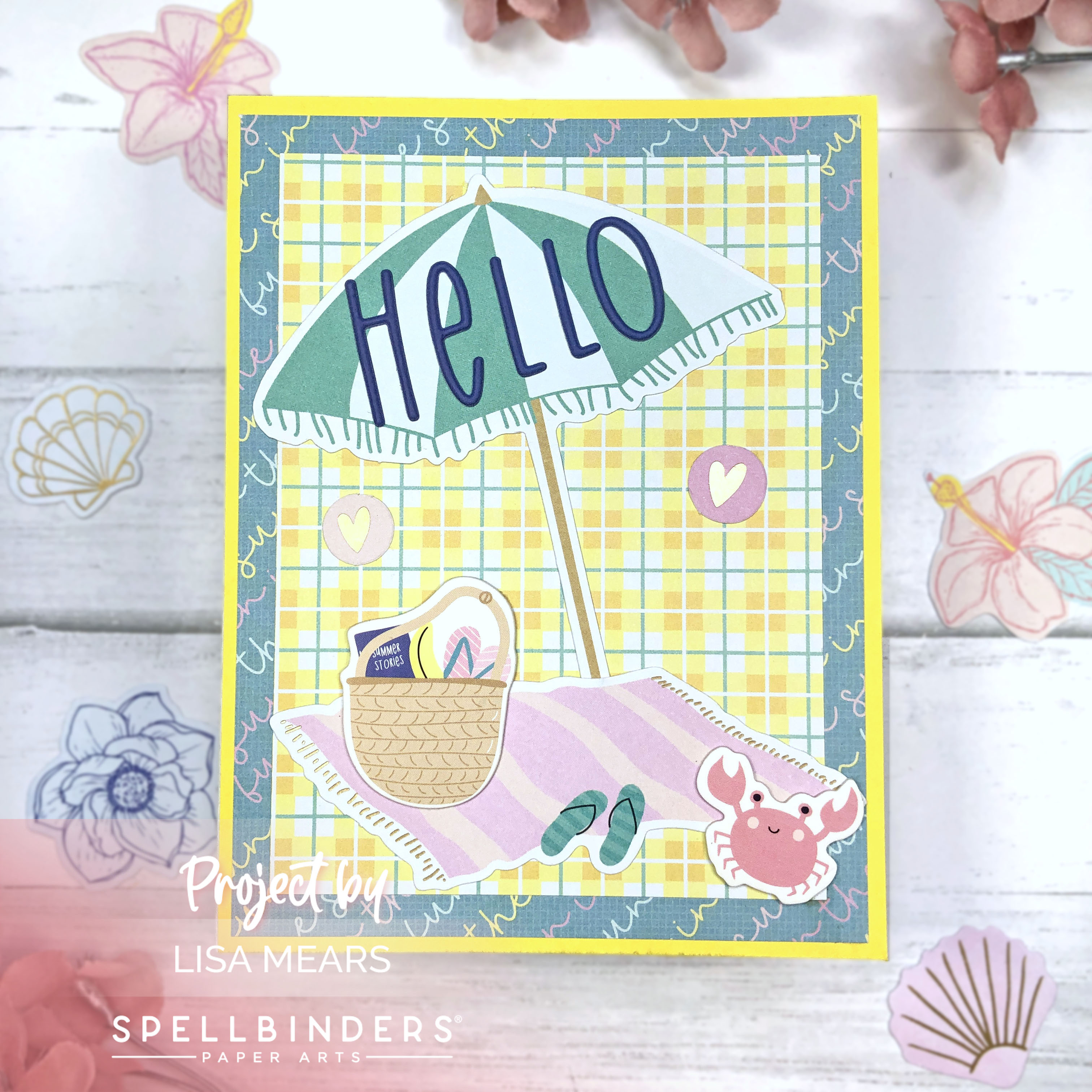 Spellbinders July 2023 Card Kit - Sweet & Cool - Summer Beach Card