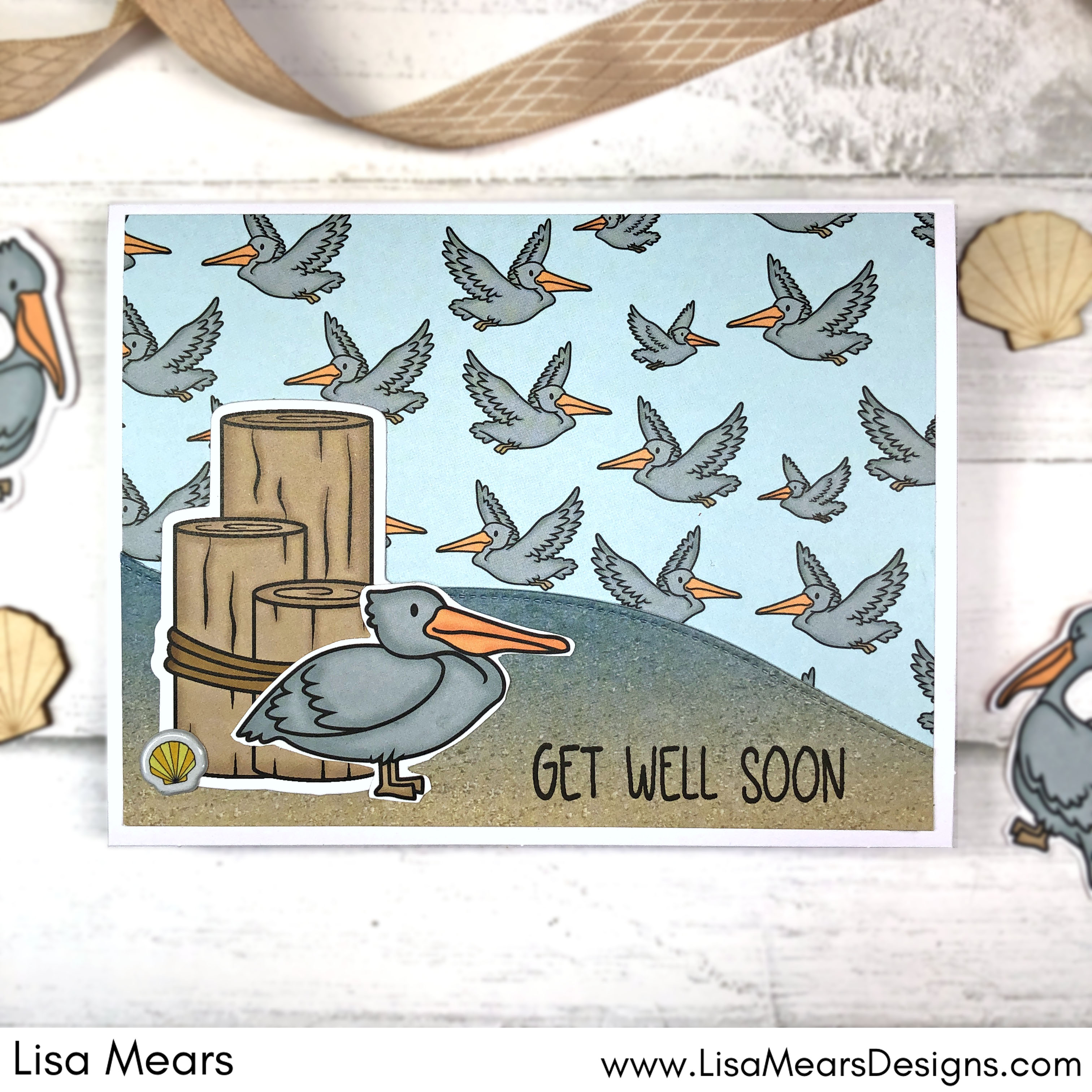 The Stamps of Life July 2023 Card Kit. - Summer Days - Pelican Card