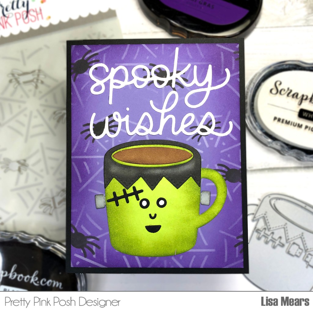 Pretty Pink Posh Winter Mug Die Set and Halloween Mug Additions - Frankenstein Halloween Card