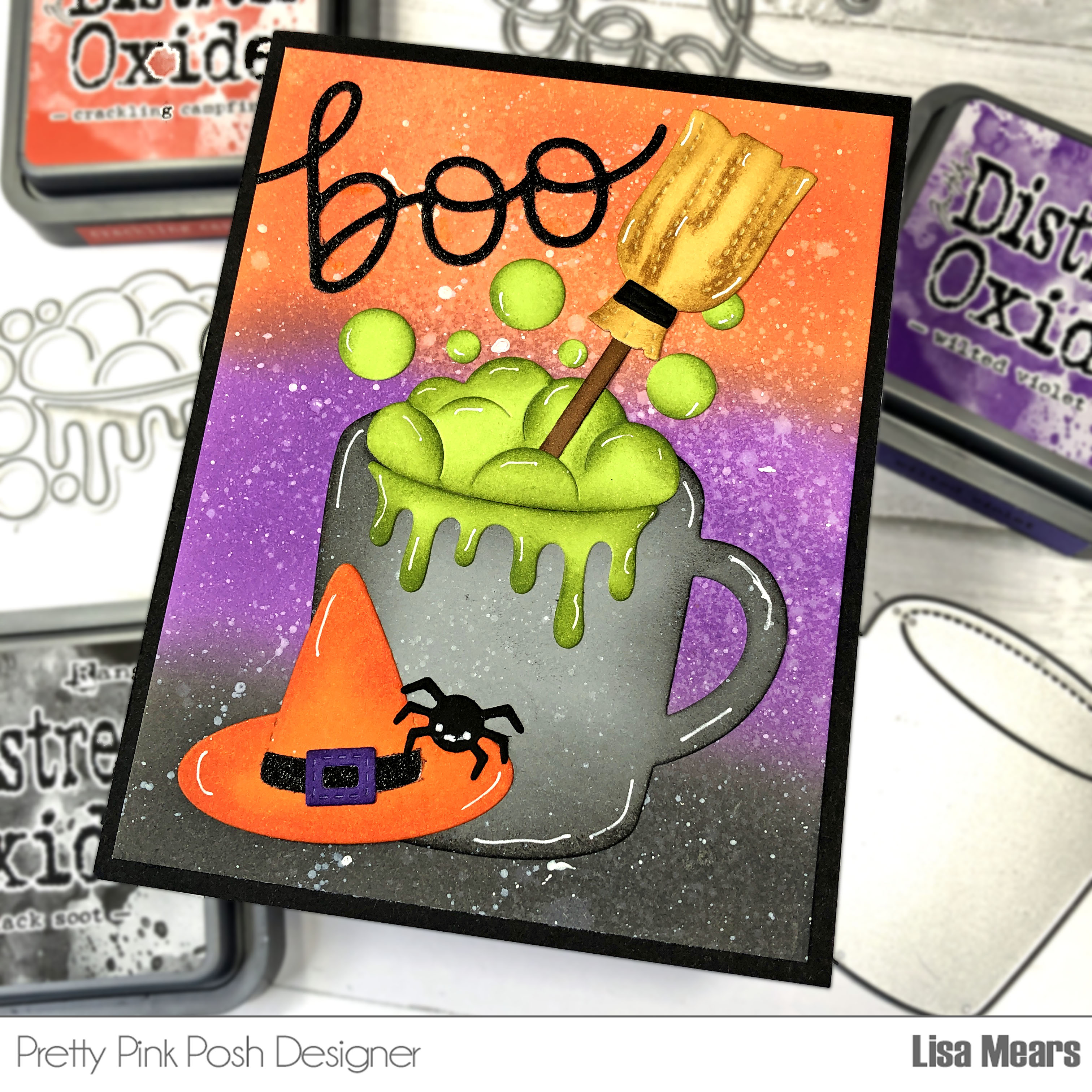 Pretty Pink Posh Witches Brew Card, Witches Cauldron, Halloween Mug Additions