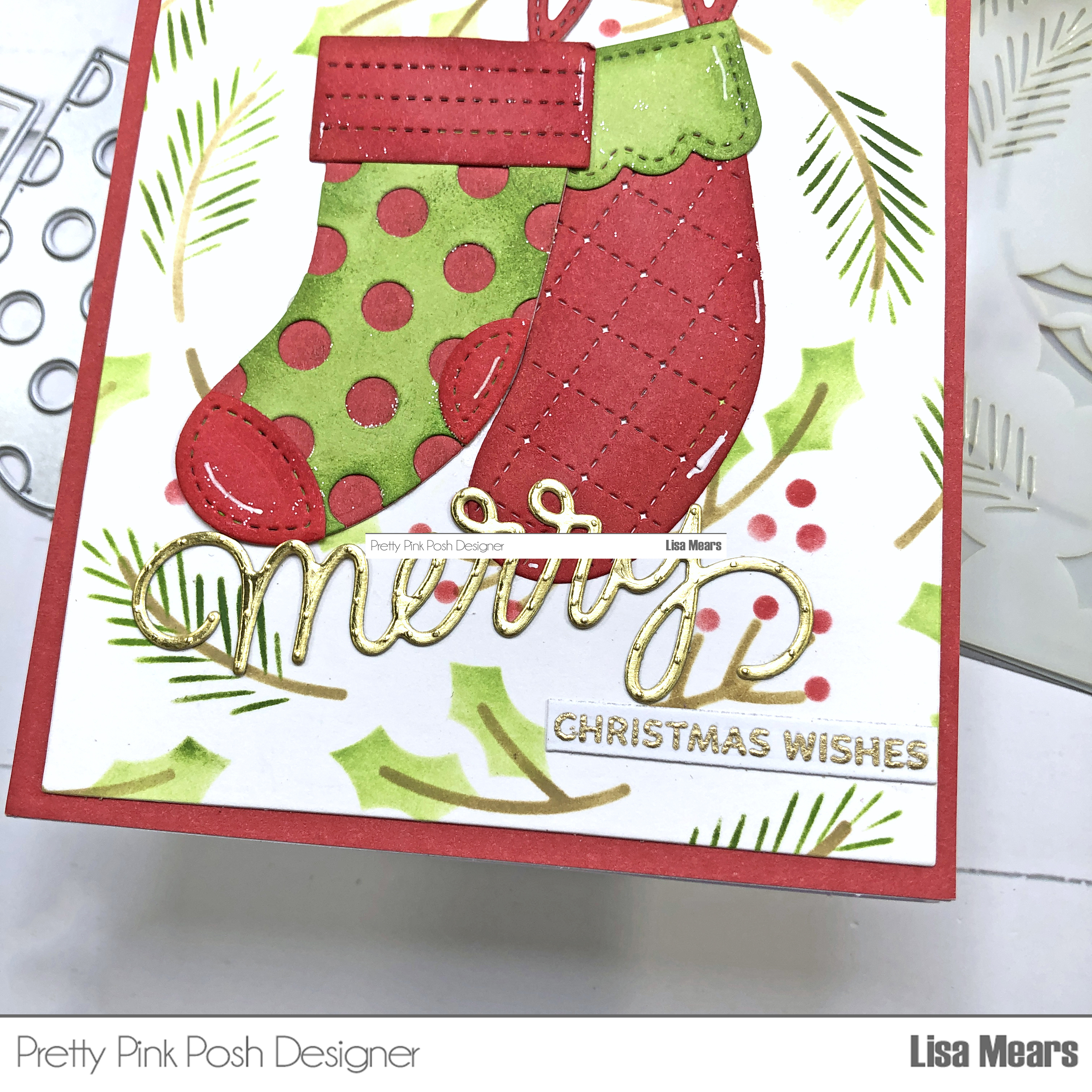 Build a Stocking - Layered Winter Wreath Stencil - Christmas Card - Pretty Pink Posh