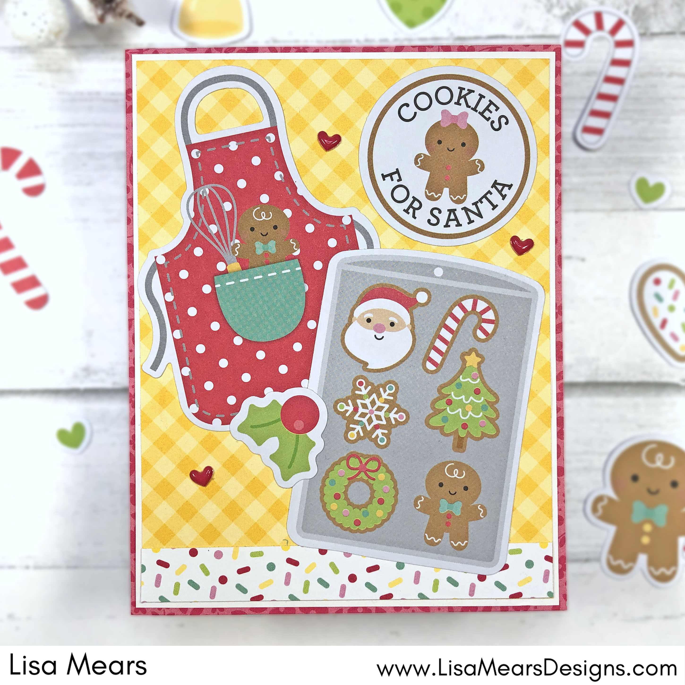 Doodlebug Gingerbread Kisses - Card with Christmas Cookies and Apron