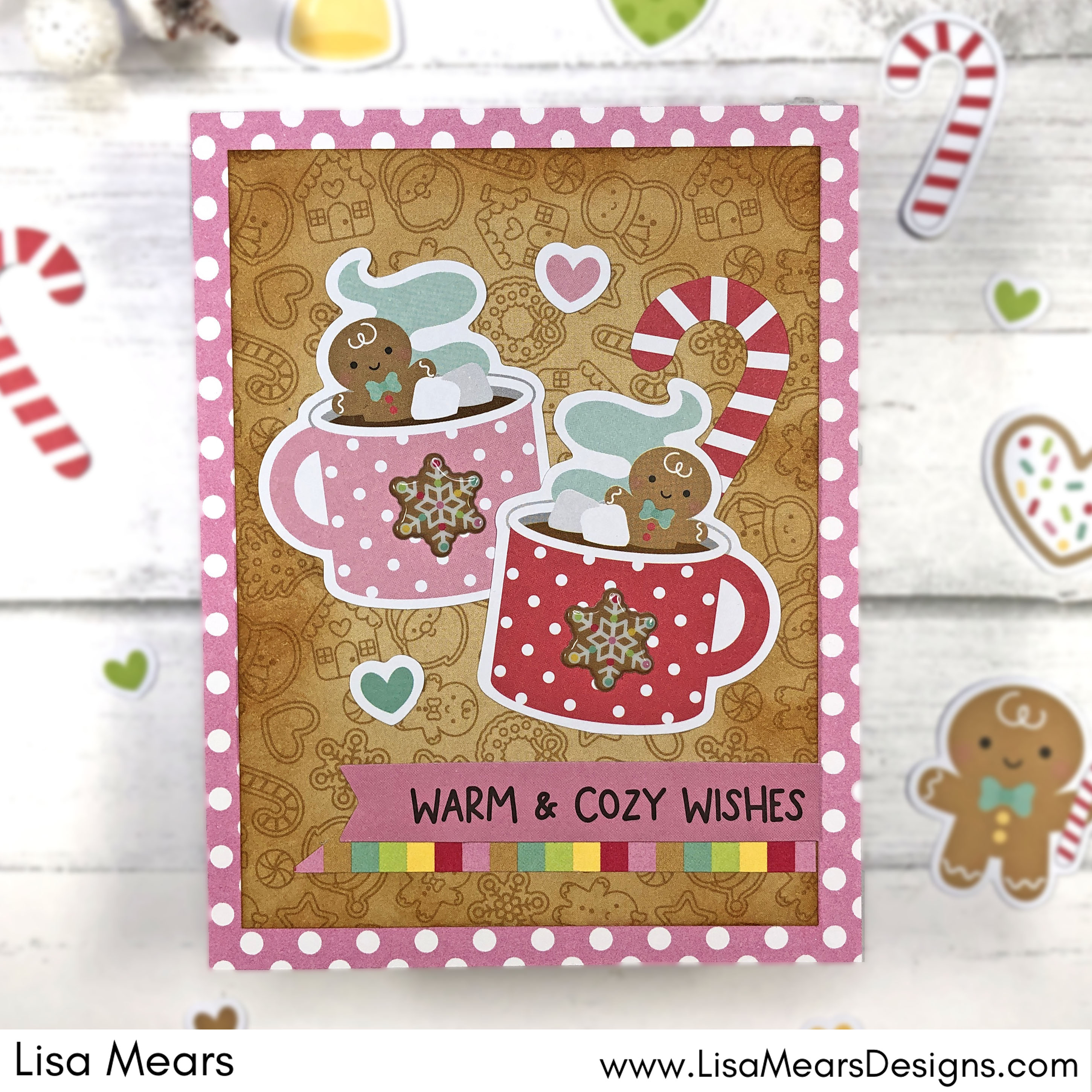 Doodlebug Gingerbread Kisses -Card with Hot Cocoa - Card with Hot Chocolate