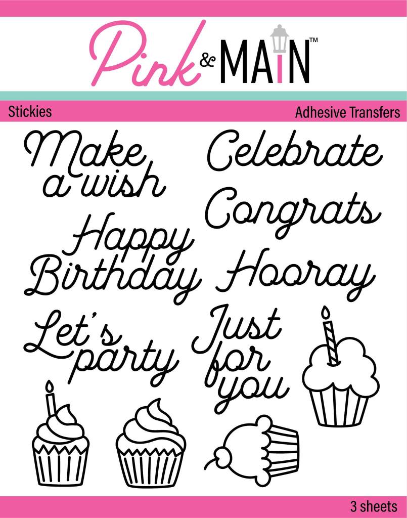 Pink and Main Birthday Sentiments Stickies - Adhesive Transfers