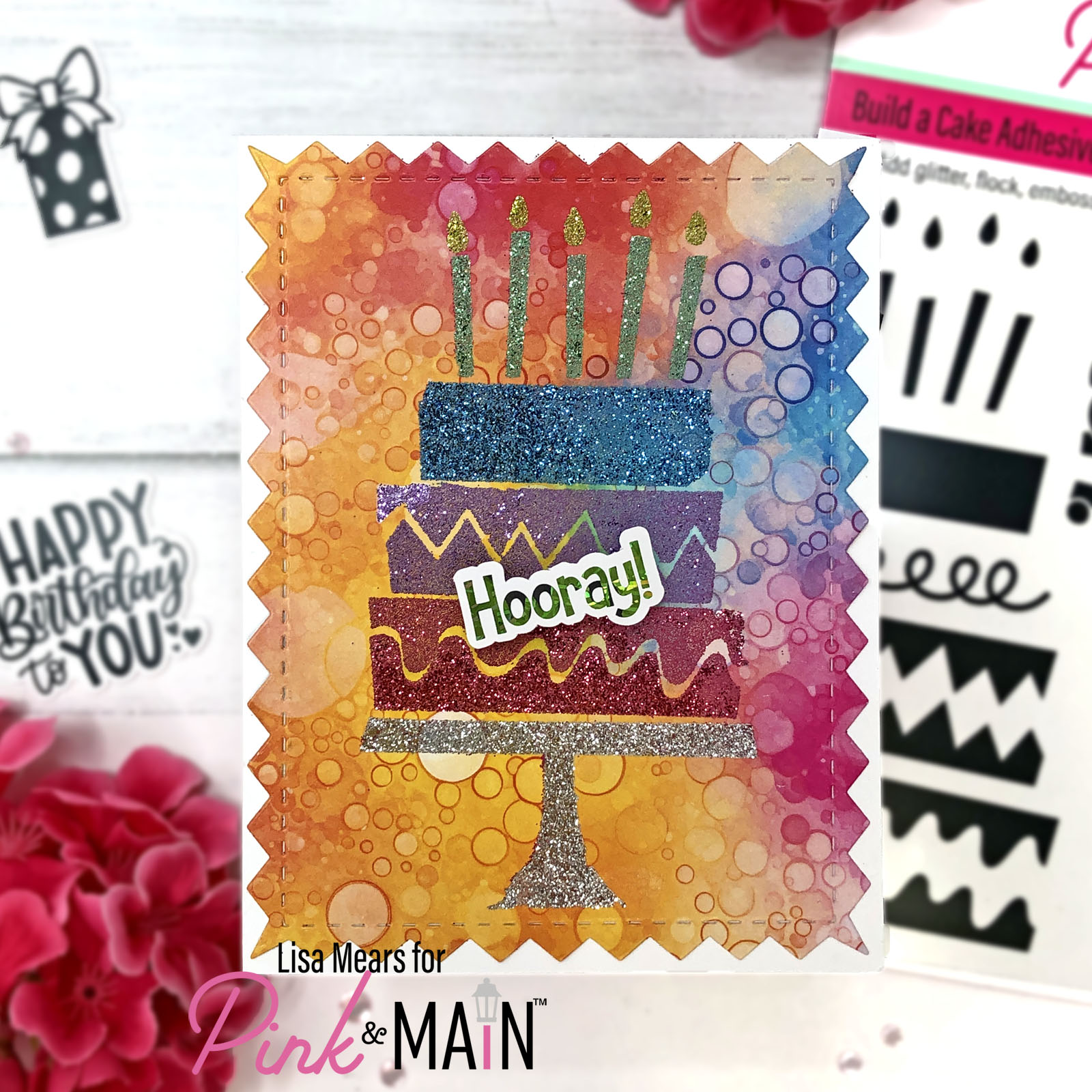 Build a Cake - Adhesive Transfers - Cake Birthday Card - Pink and Main
