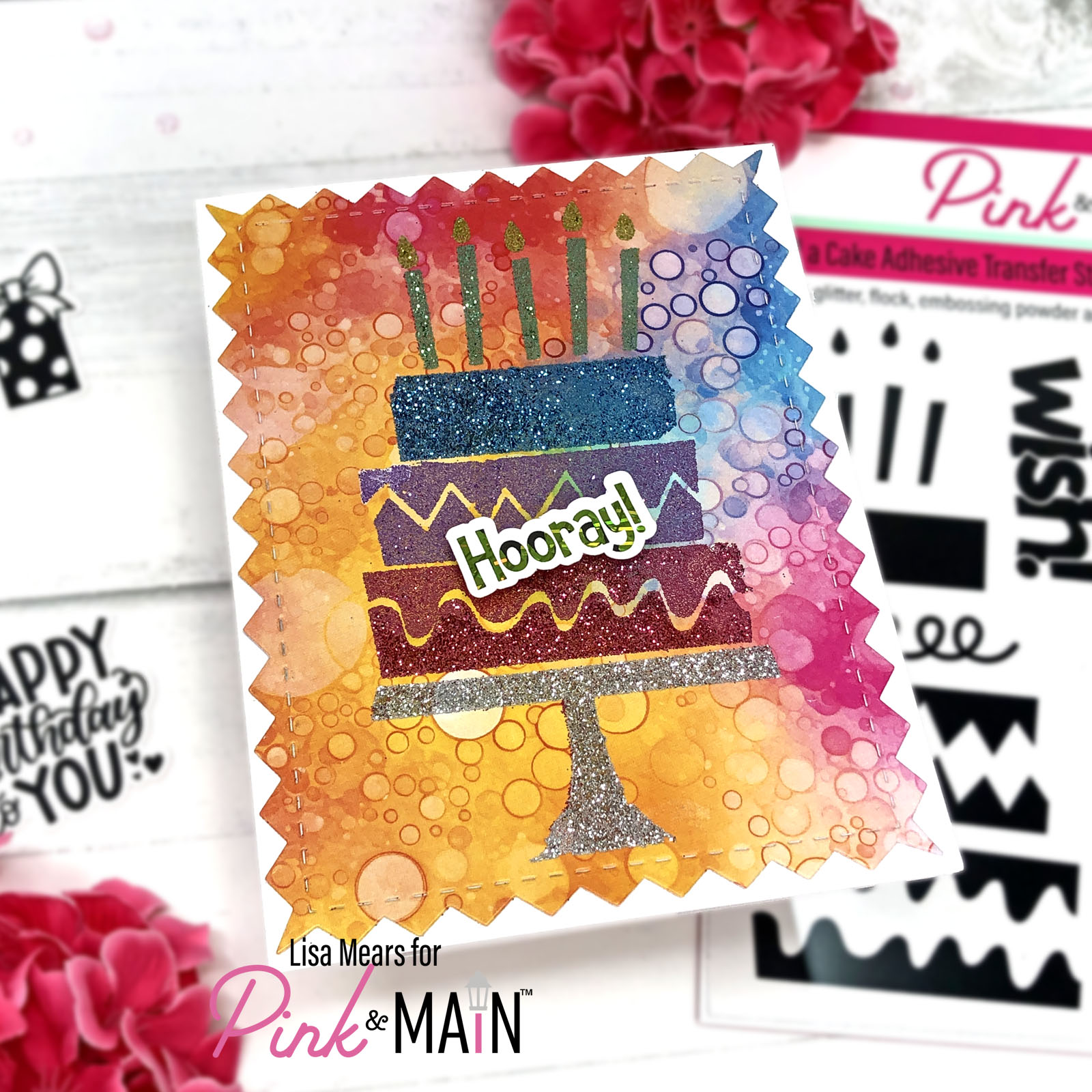 Build a Cake - Adhesive Transfers - Cake Birthday Card - Pink and Main