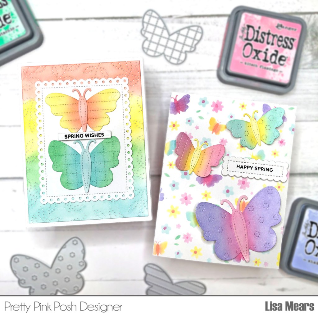 Ink Blended Butterfly Cards Pretty Pink Posh Stitched Butterflies