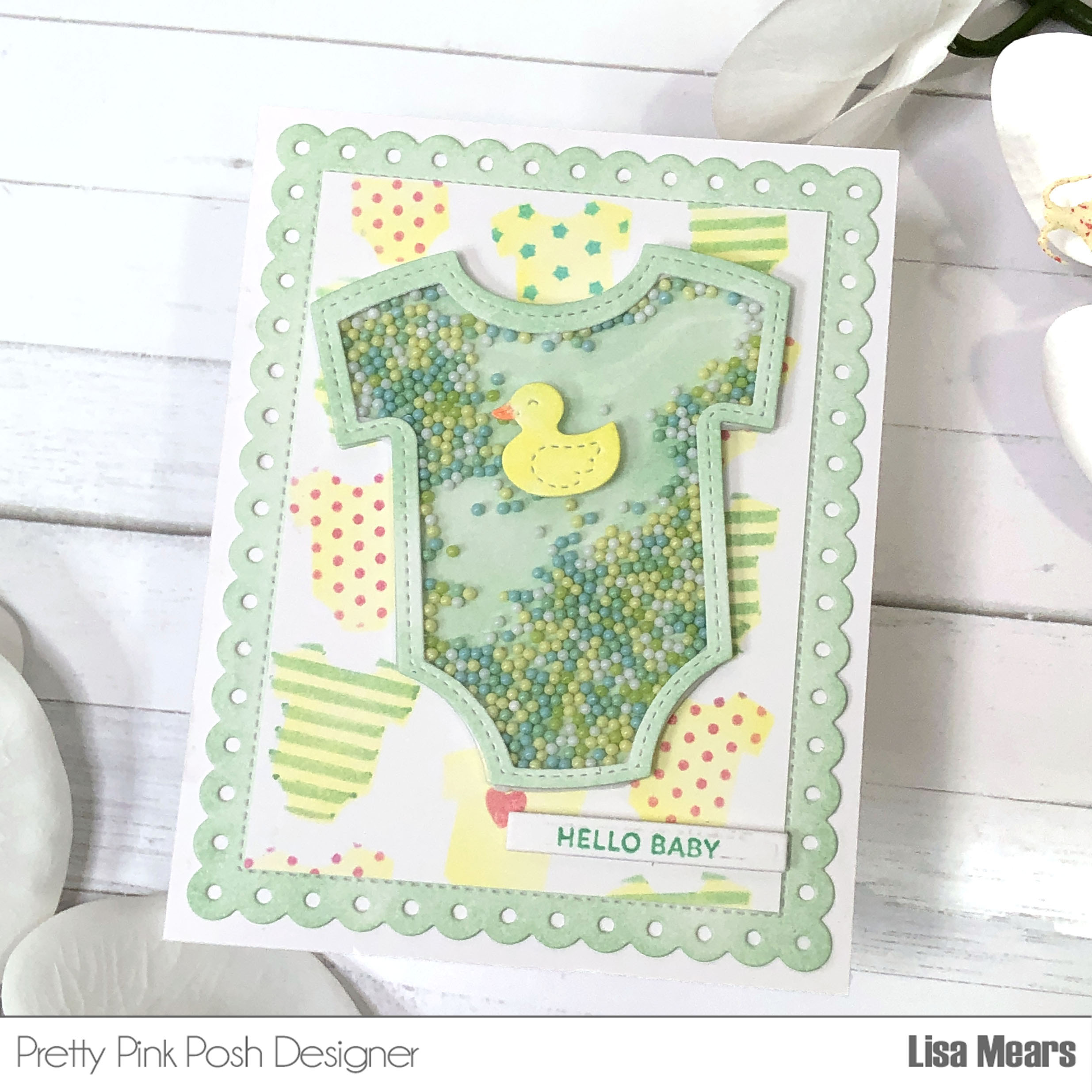Pretty Pink Posh Baby Onesie Shaker Card