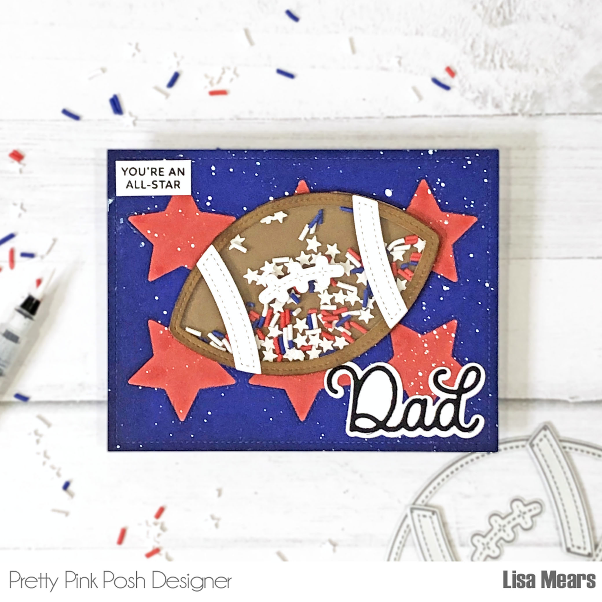 Football Shaker - Star Cover Plate, Dad Father Card