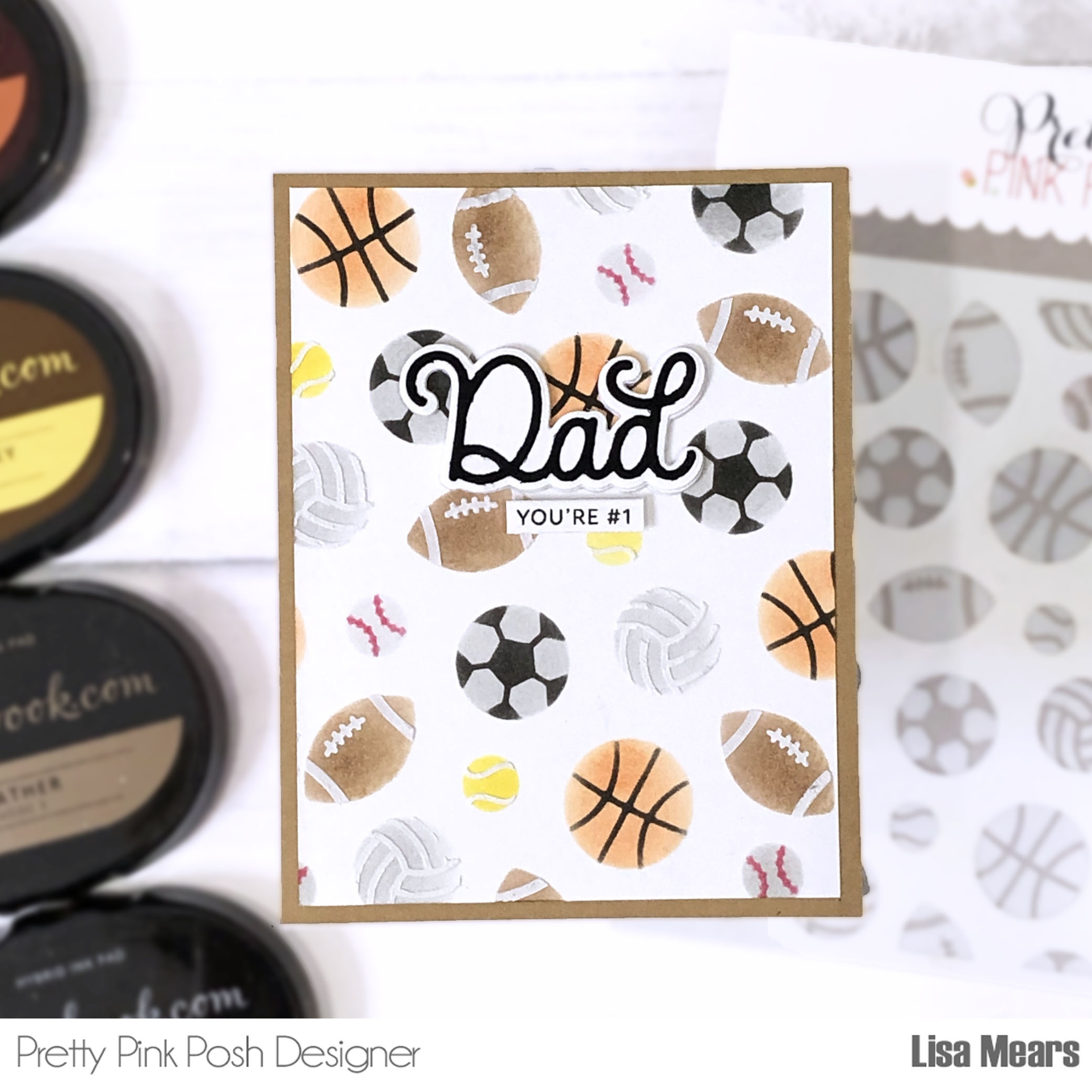 Layered Sports Stencil - Dad Card - Sports Stamp Pretty Pink Posh