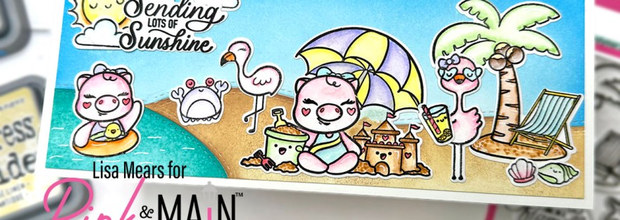 Summer Beach Slimline Card with Pink and Main - Flamillion