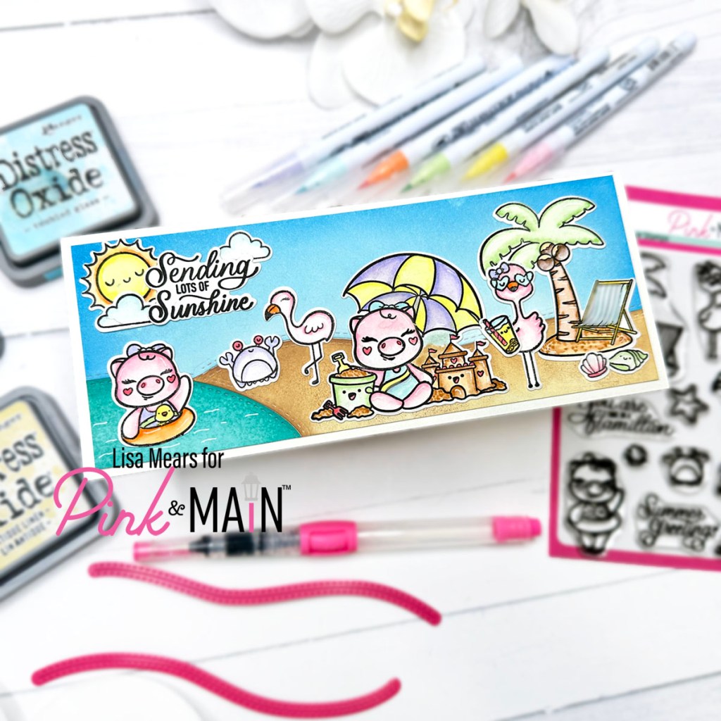 Summer Beach Slimline Card with Pink and Main - Flamillion