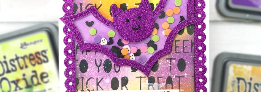 Pretty Pink Posh Bat Shaker Card - Halloween Words Stencil -b L