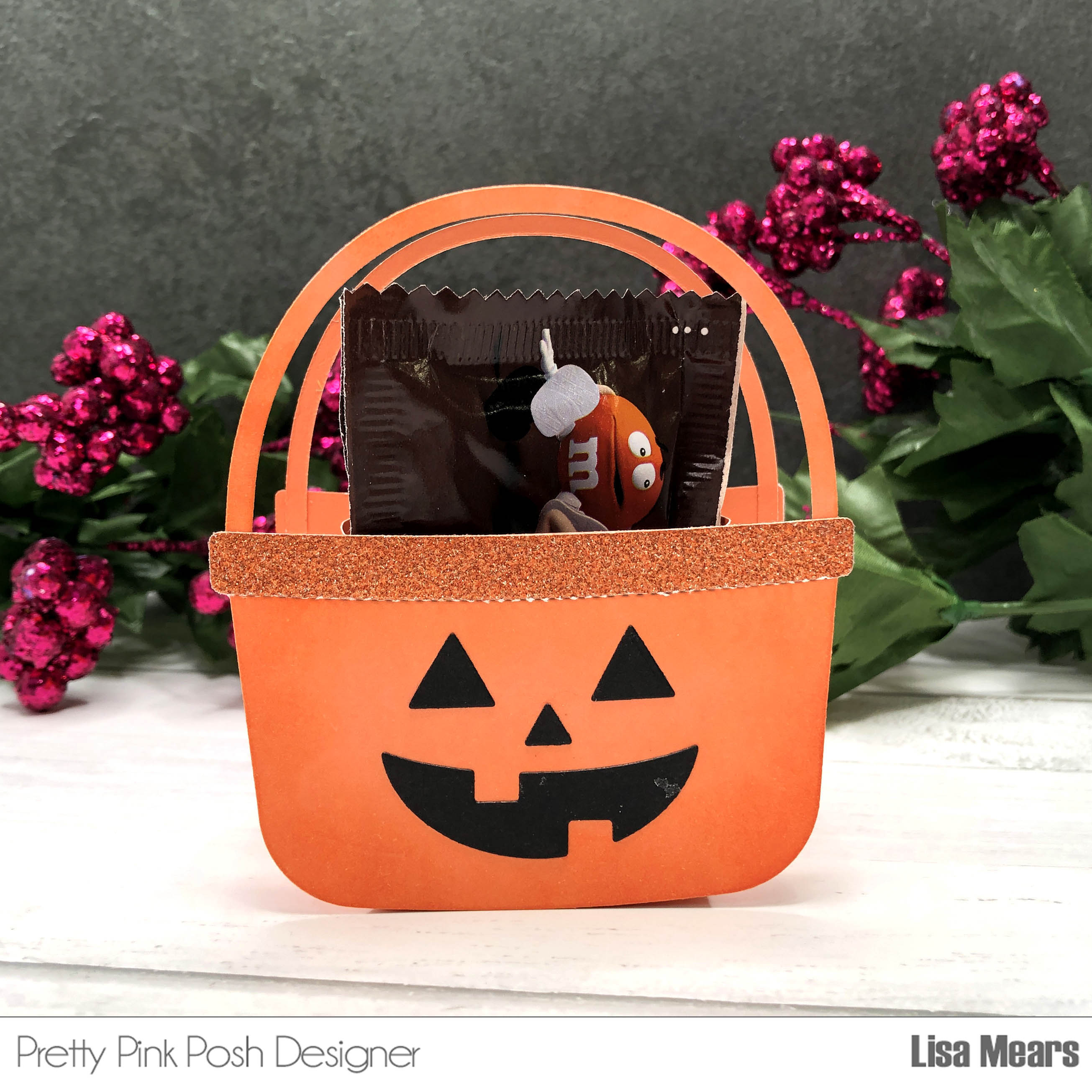 Halloween Candy Bucket - Pretty Pink Posh - Pumpkin - Halloween Treat Box - Candy Basket