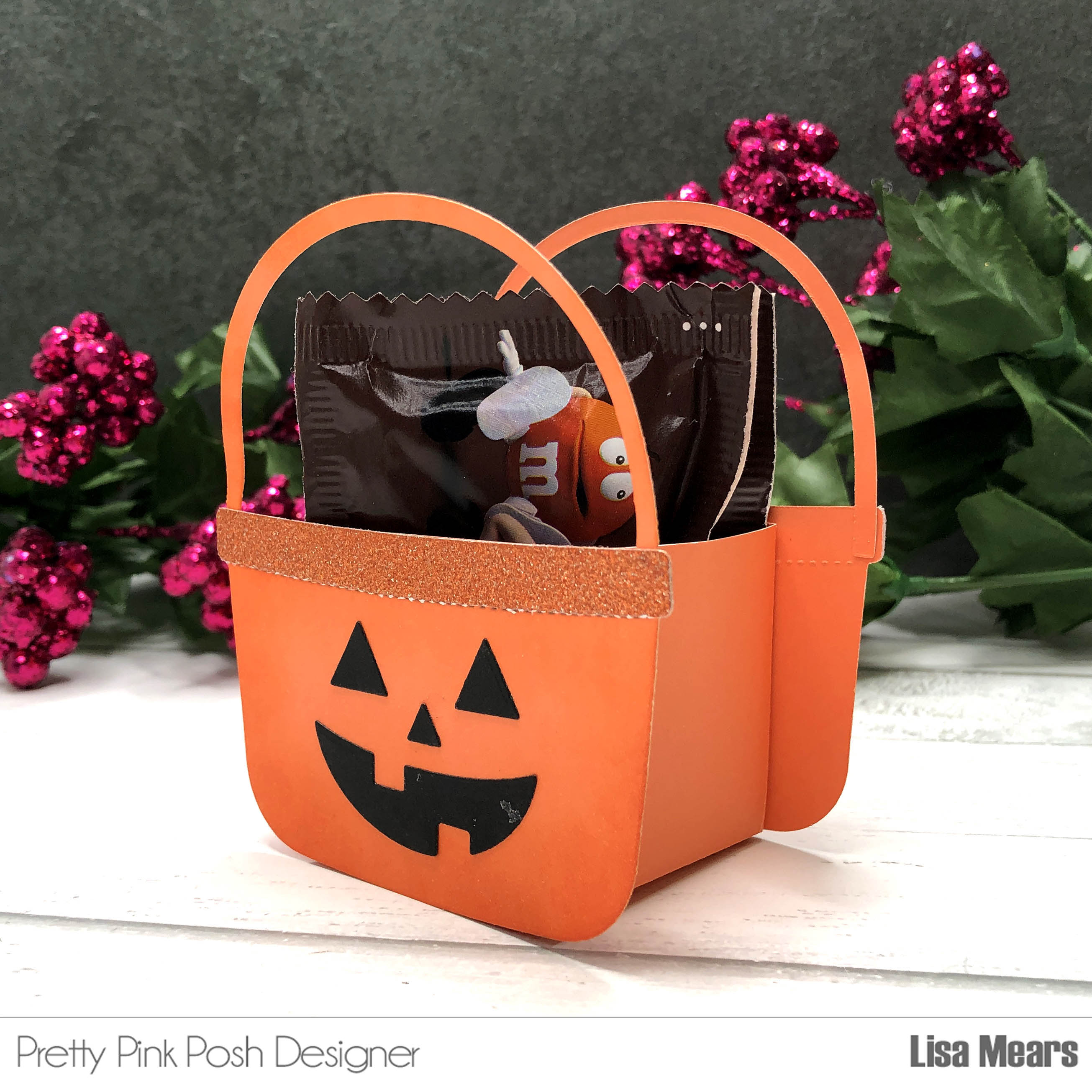Halloween Candy Bucket - Pretty Pink Posh - Pumpkin - Halloween Treat Box - Candy Basket