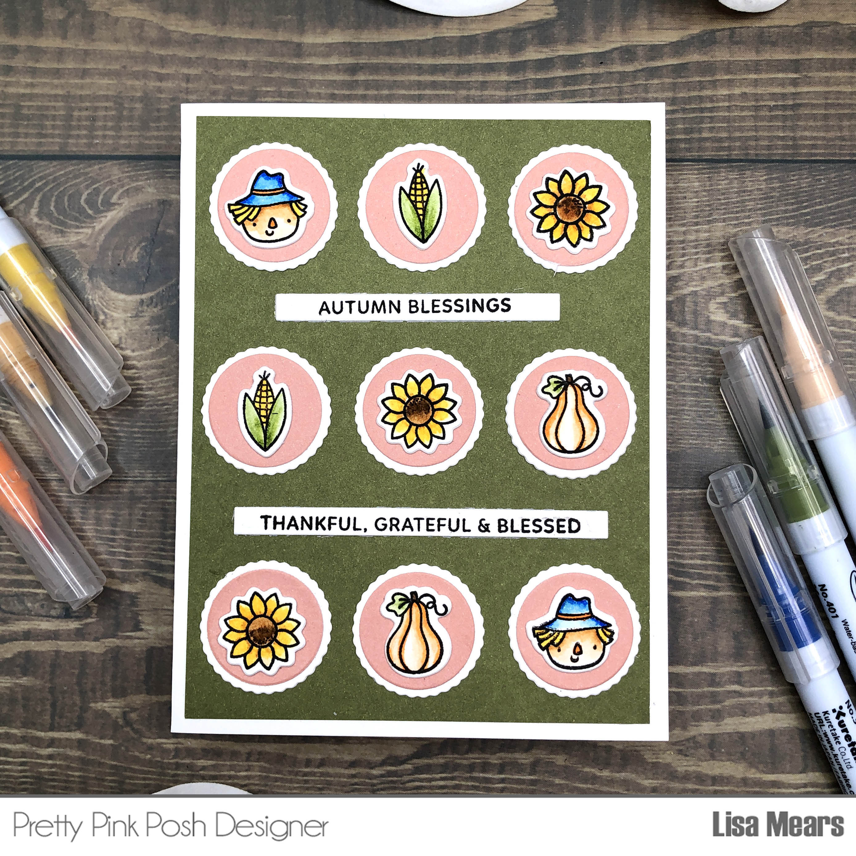 Pretty Pink Posh Fall Icons Stamps - Grid Card
