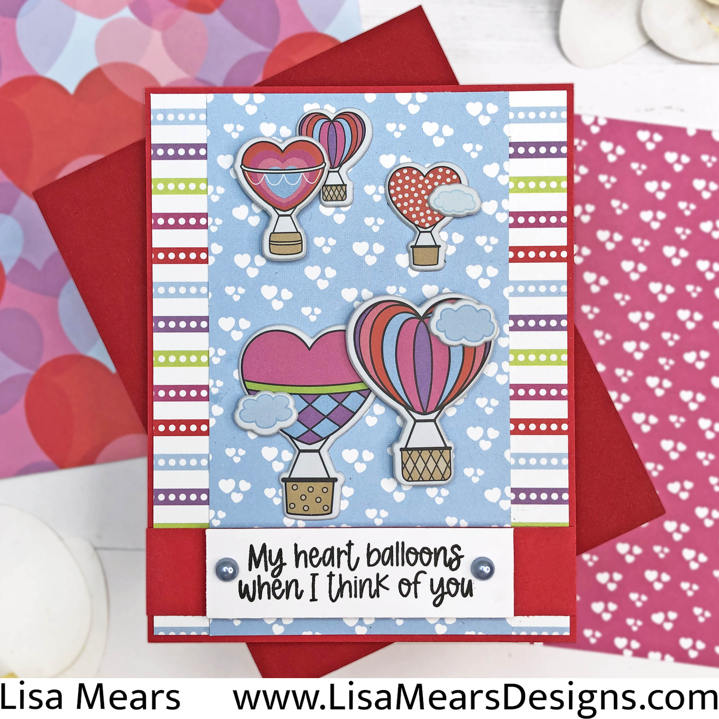 2024 December The Stamps of Life - You Lift Me Up Card Kit - Heart Hot Air Balloons Cards