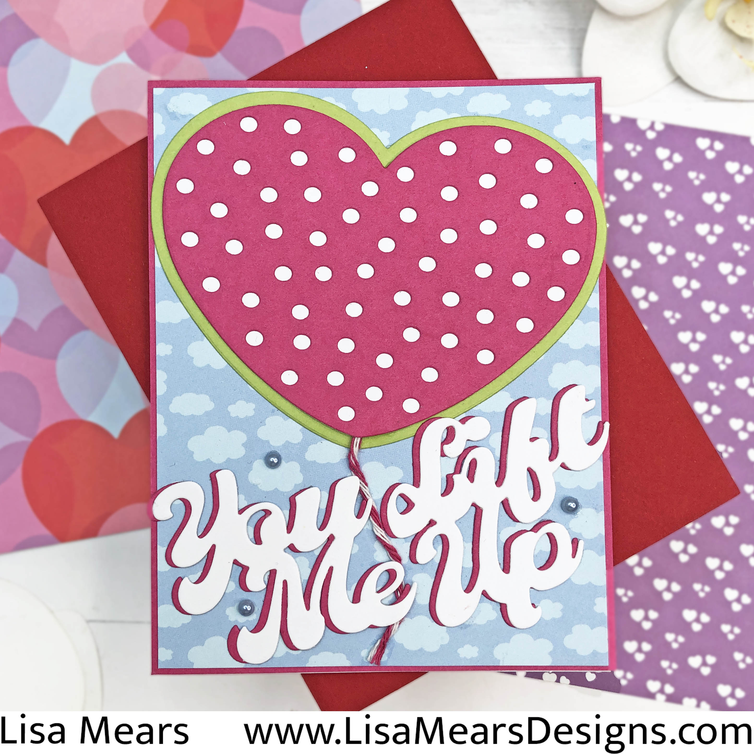 2024 December The Stamps of Life - You Lift Me Up Card Kit - Heart Hot Air Balloons Cards