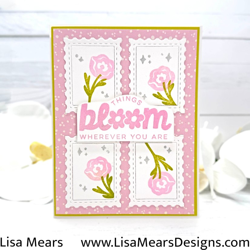 Scrapbook.com Nested Stitched Stamp Dies, Blooming Sentiments Stamp, Bouquet Paper Pad