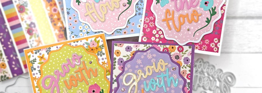 Scrapbook.com Grow with the Flow - Flower Card with Nested Wavy Oval Dies and Bouquet Pattern Paper
