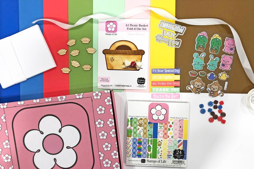 The Stamps of Life February 2025 Card Kit - Wishing You Happiness - Picnic Time Stamp Set