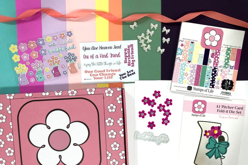 THE STAMPS OF LIFE MARCH card kit CLUB THOUGHTFUL FLOWERS