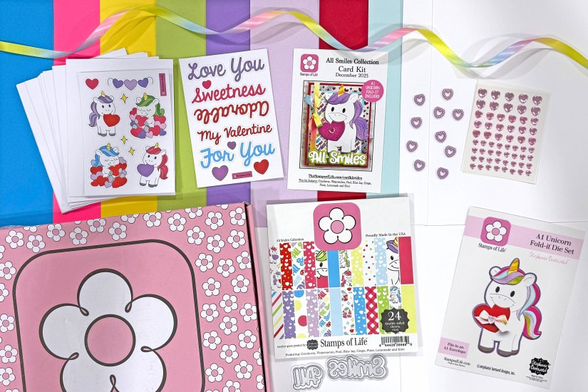 The Stamps of Life December 2025 Card Kit - All Smiles -- Unicorn Smiles