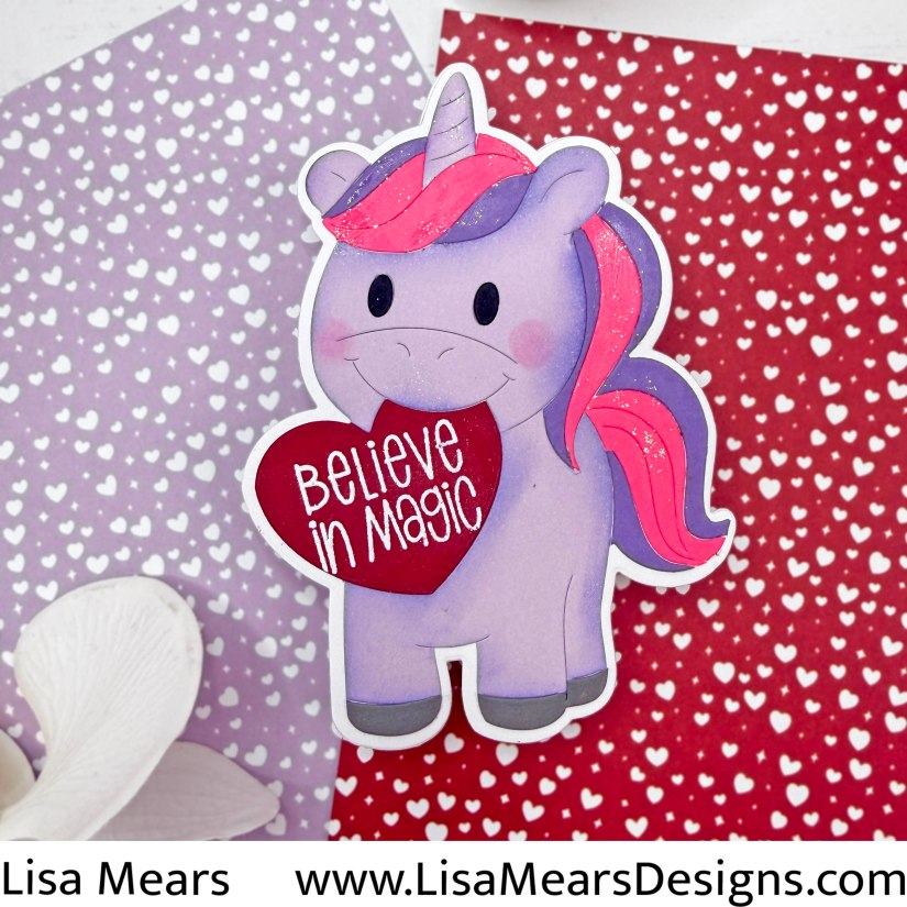 Purple Unicorn Shaped Card - The Stamps of Life December 2025 Card Kit - All Smiles -- Unicorn Smiles