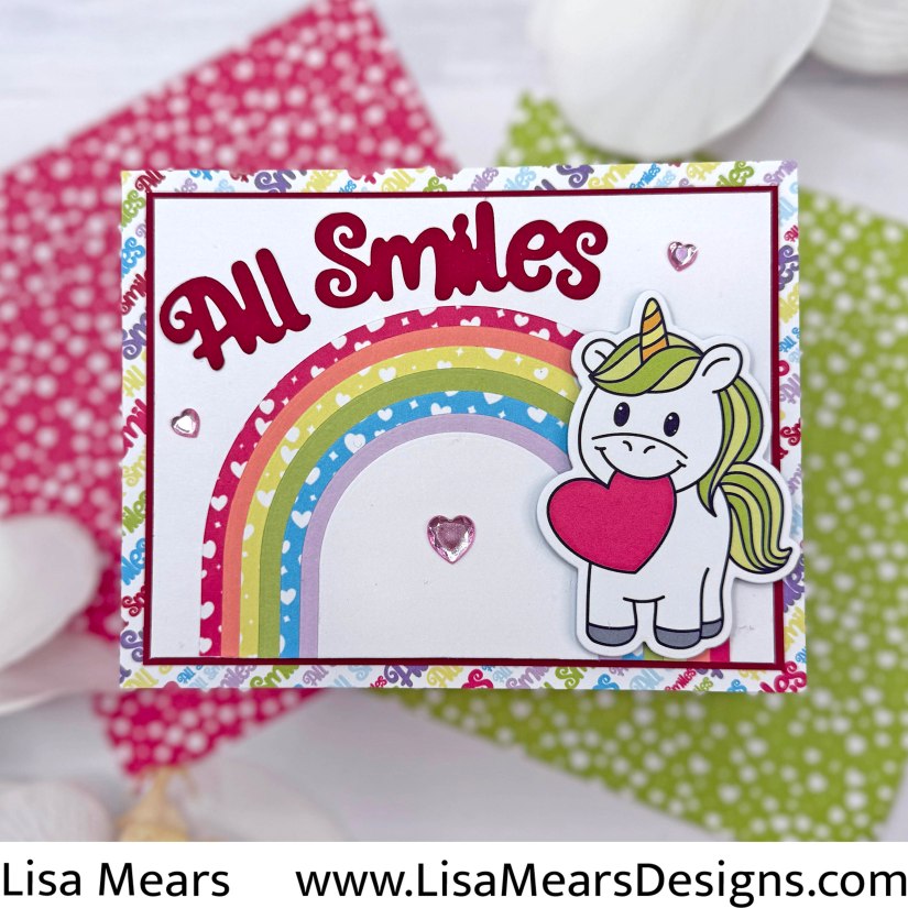 Unicorn Card with Rainbow Made from Arch Nesting Dies - The Stamps of Life December 2025 Card Kit - All Smiles -- Unicorn Smiles