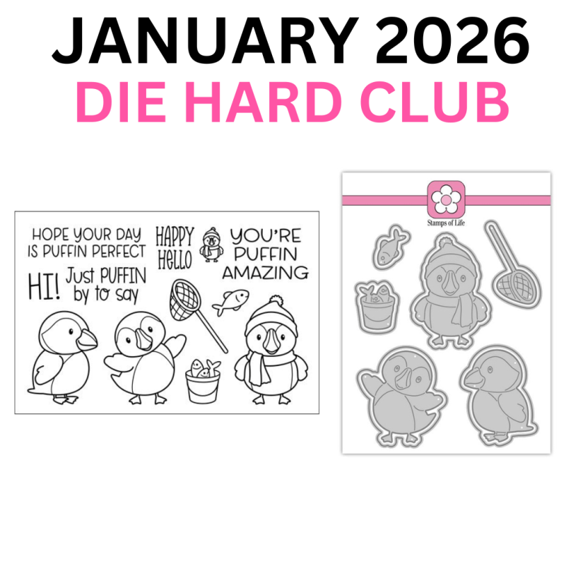 The Stamps of Life January 2026 Stamp & Die Hard Club Set - Puffin Love