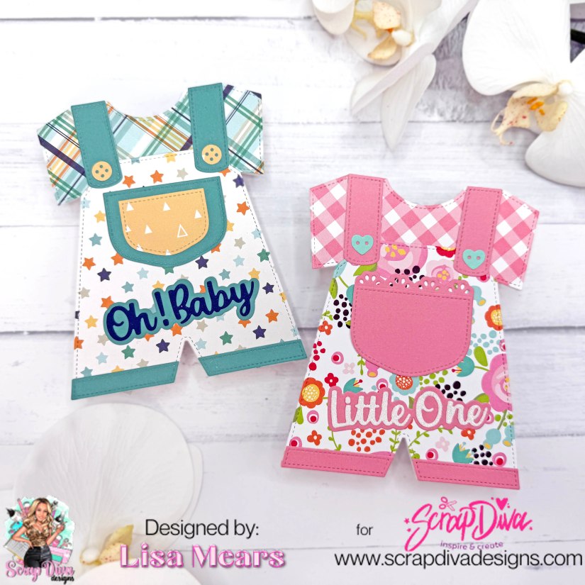 Baby Overalls Card - Scrap Diva Designs Baby Overalls Card Die Set