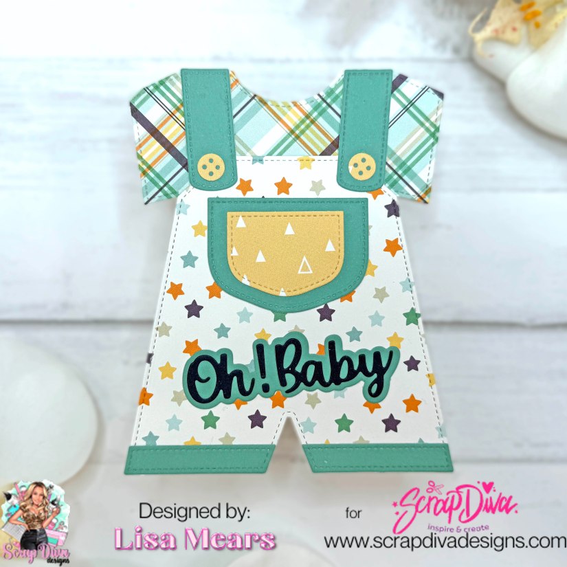 Baby Overalls Card - Baby Shower Card - Baby Boy Card