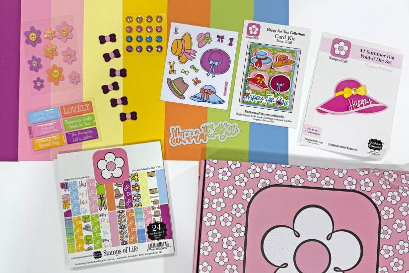 The Stamps of Life Stamp Club - June 2026 - Sweet Summer Hats - Happy For You Card Kit